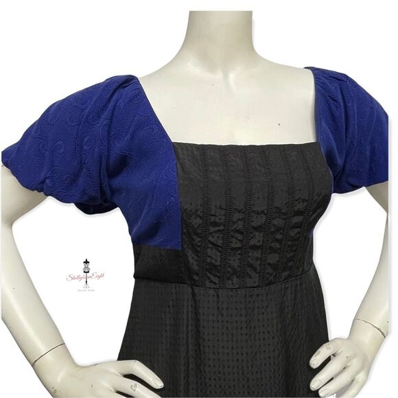 ANTHROPOLOGIE Moulinette Soeurs Bolero Silk Dress Pouf Slv Retro Fit Flare 2 XS - Picture 7 of 14